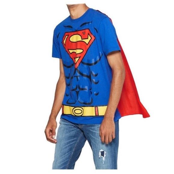 DC Comics Superman Mens Superhero Caped T-Shirt Glow In the Dark 💙❤️ - Picture 2 of 8